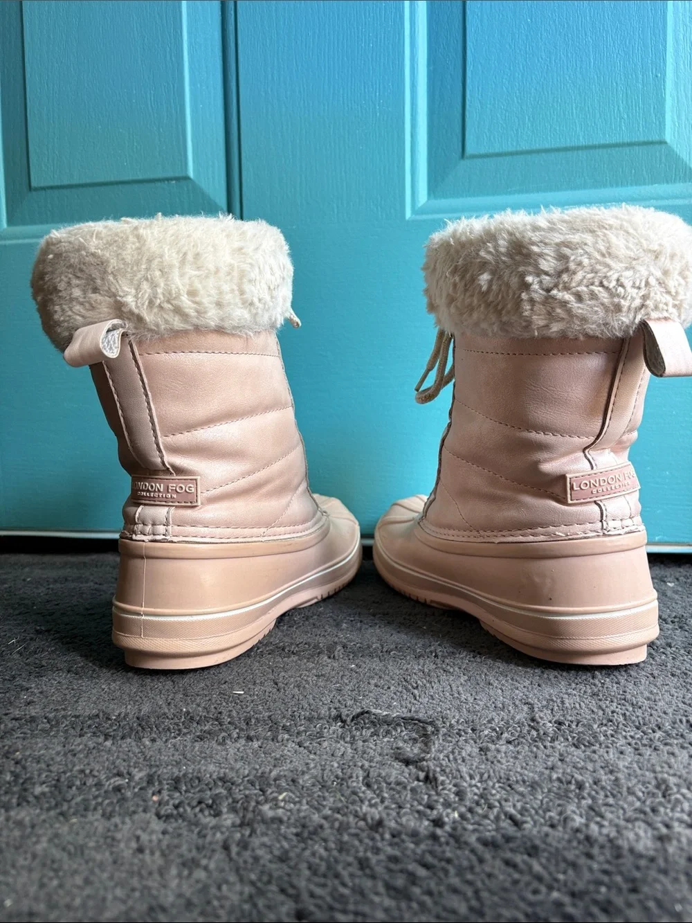 Girl’s London Fog Faux-Fur Lace-Up Winter Boots - Light Pink
